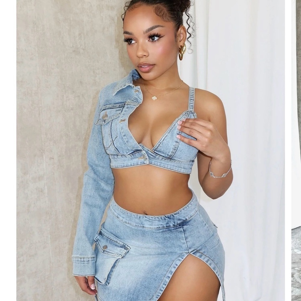 Edge Denim Asymmetrical Set